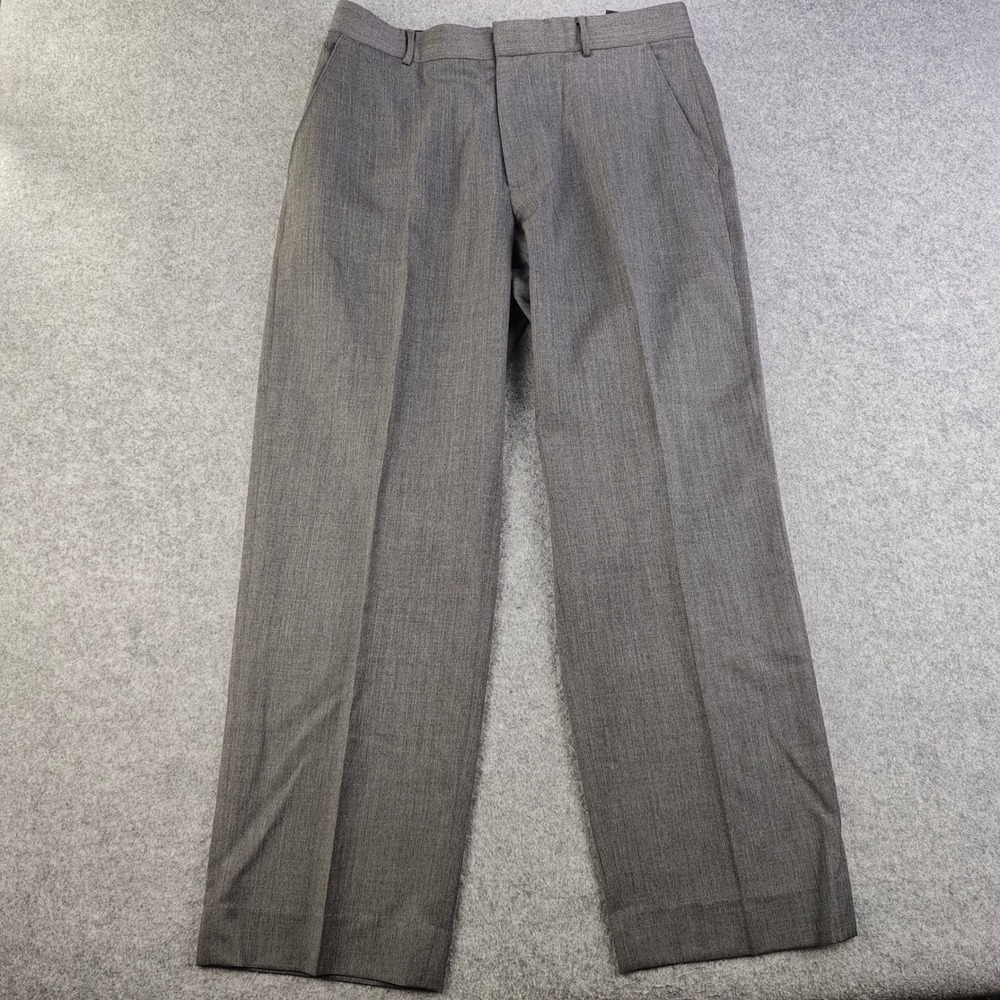 Banana Republic Dress Pants Mens 33x32 Gray 100% Wool Flat Front Straight Leg